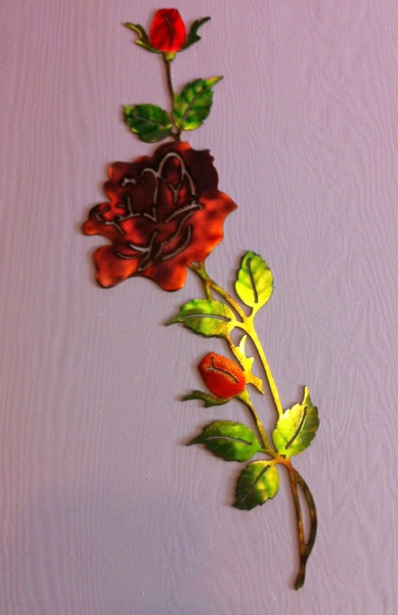 Metal Wall Roses Metal Wall Flower Metal Dyed Flower Metal Etsy