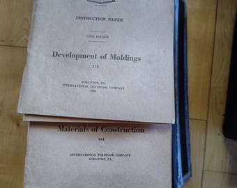 Escuelas internacionales por correspondencia de la década de 1900: Folletos de referencia para bibliotecas, problemas prácticos de patrones, ángulos, construcción y metalurgia.