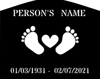 Marcador conmemorativo infantil personalizado: Marcador de tumba Baby Feet, acero calibre 14