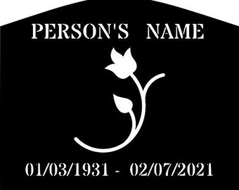 Marcador de tumba con flores personalizado: placa conmemorativa de acero (19 x 23)