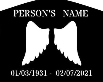 Marcador conmemorativo de alas de ángel personalizado: decoración de tumba de acero de calibre 14