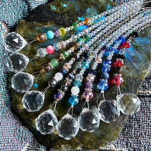 Crystal Suncatcher ~20mm Prism Sparkly Suncatcher ~Rearview Mirror ~Rainbows ~Magical/Healing Energy ~Semi Precious Stones ~Hangs 8&quot; Long