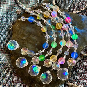 Candy Kissed Rainbows 20mm Prism Suncatcher ~Super Sparkly Rainbow Suncatcher ~Glowing Matte Miracle Beads ~Faceted Crystal Beads