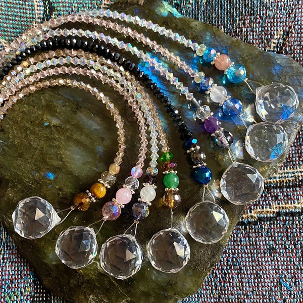 Crystal Suncatcher ~20mm Prism Sparkly Suncatcher ~Rearview Mirror ~Rainbows ~Magical ~Healing Energy ~Semi Precious Stones