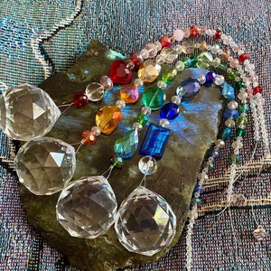 Blingy 40mm Prism Suncatcher ~Super Sparkly Rainbow Suncatcher ~Faceted Crystal Cut Glass Beads ~Aurora Borealis ~Rainbow Fairy Magic ~Love