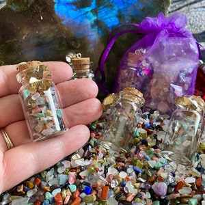 Self Love Spell Jar With Organic Herbs, Tumbled Crystal Chips