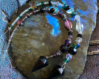 Black Onyx Crystal Pendulums ~39x14mm Pendulum ~Crystal Beadwork ~Divination Tools ~Yes/No Questions ~Witchy Things ~Magical ~Healing Energy