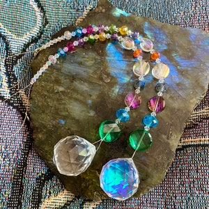 Colorful Crystal Suncatcher ~30mm Prism ~Super Sparkly Rainbow Suncatcher ~Magical ~Faceted Metallic Glass Beads ~Aurora Borealis Beads