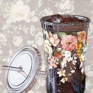 Floral Acrylic Cup With Lid and Straw Brides Maids Gifts Mother's Day Gift Floral Lovers Tumbler with lid Colorful florals poolside beverage