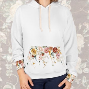 Floral Cottage Core Pullover Hoodie Floral Pocket Sweatshirt Unique Floral Hoodie colorful flowers feminine sweatshirt bridal party hoodies