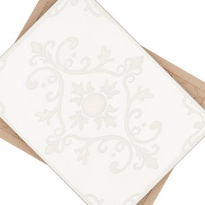 French Motif Ceramic Tile 6x8 Wall Tile Cream on White Tile French Style Tiles Ceramic Art Wall Tile Farmhouse Tiles Bathroom Tile French