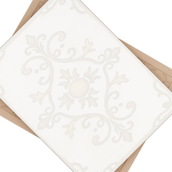 French Motif Ceramic Tile 6x8 Wall Tile Cream on White Tile French Style Tiles