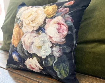 Vintage Floral Throw Pillow Floral Accent Pillow colorful vintage floral bouquet accent pillow vintage style throw pillow vintage home decor