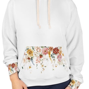 Floral Cottage Core Pullover Hoodie Floral Pocket Sweatshirt Unique Floral Hoodie colorful flowers feminine sweatshirt bridal party hoodies afbeelding 4