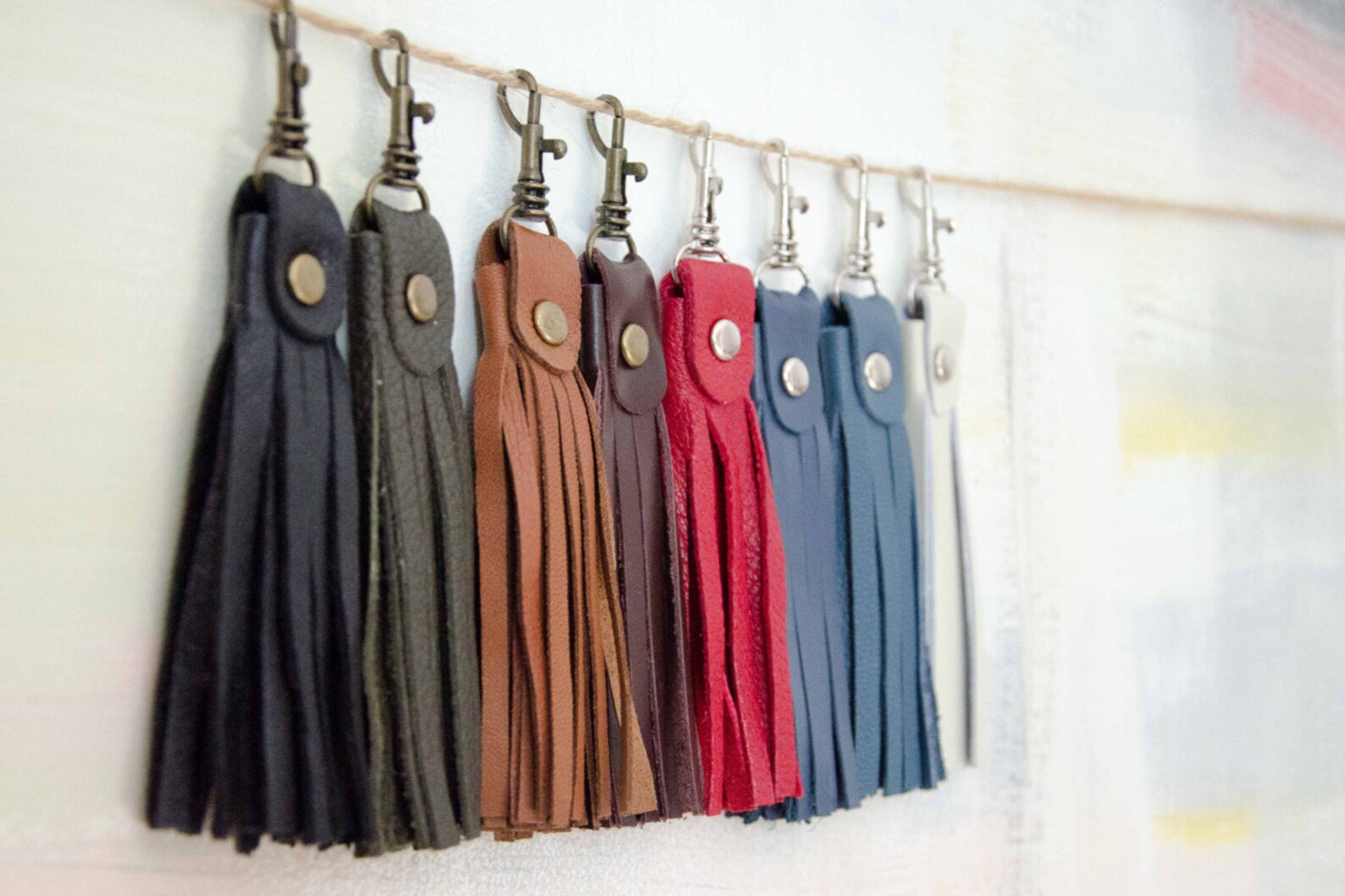 Genuine Leather Tassel Keychain / Tassel for bag / tassel fob Etsy