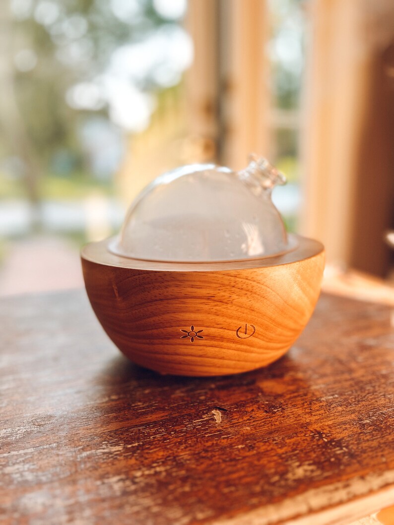 Real Wood Glass Dome Diffuser Glass Diffuser for Essential Etsy