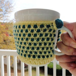 Mug cozy, cup cozy, knitted mug cozy, multi-colored mug cozy