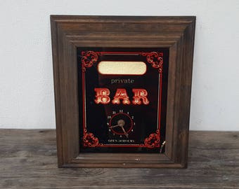Vintage Bar Sign - Clock : Man Cave - Pub - Tavern