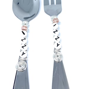 Personalized Beaded Silverware Set: Baby Toddler Utensils