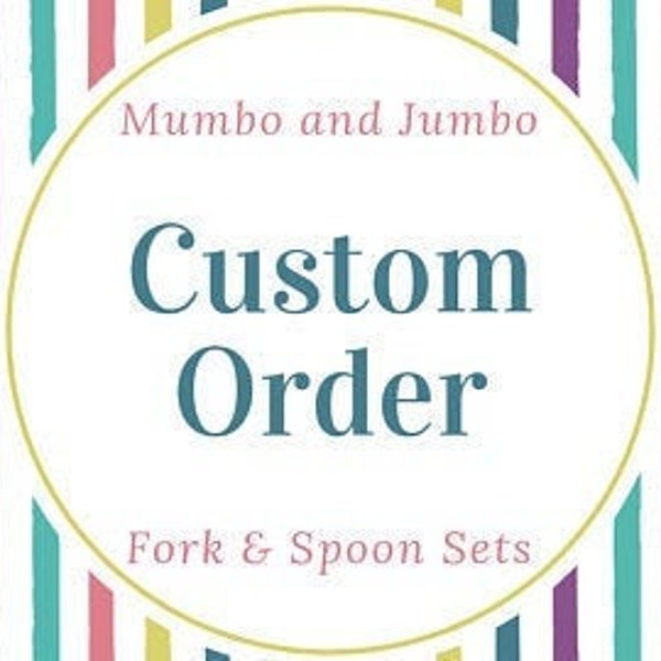 Children's Personalized Flatware 2 Piece Set - Beaded Stainless Steel Cutlery/Silverware 1 x Fork, 1 x Spoon - Up to 8 Letters