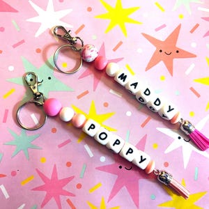 Personalized Silicone Beaded Backpack Charm: Custom Name Tag