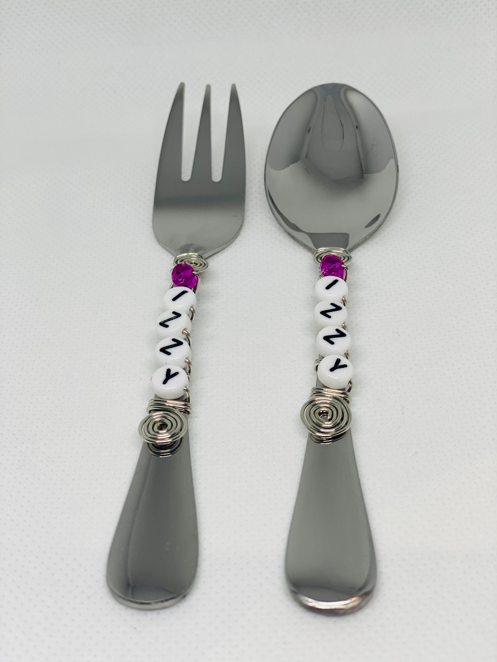 Izzy Baby/toddler/child Fork & Spoon Personalized Silverware Set Etsy