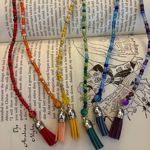 Personalized Custom Seed Beaded Bookmark With Charm & Tassel -  Bookmarker -  Durable, Flexible, Seed Beads - Bookish Gift