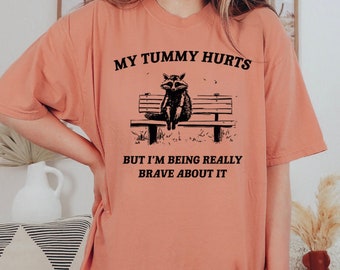 Funny Raccoon Meme Comfort Colors T-Shirt - Brave Tummy Ache