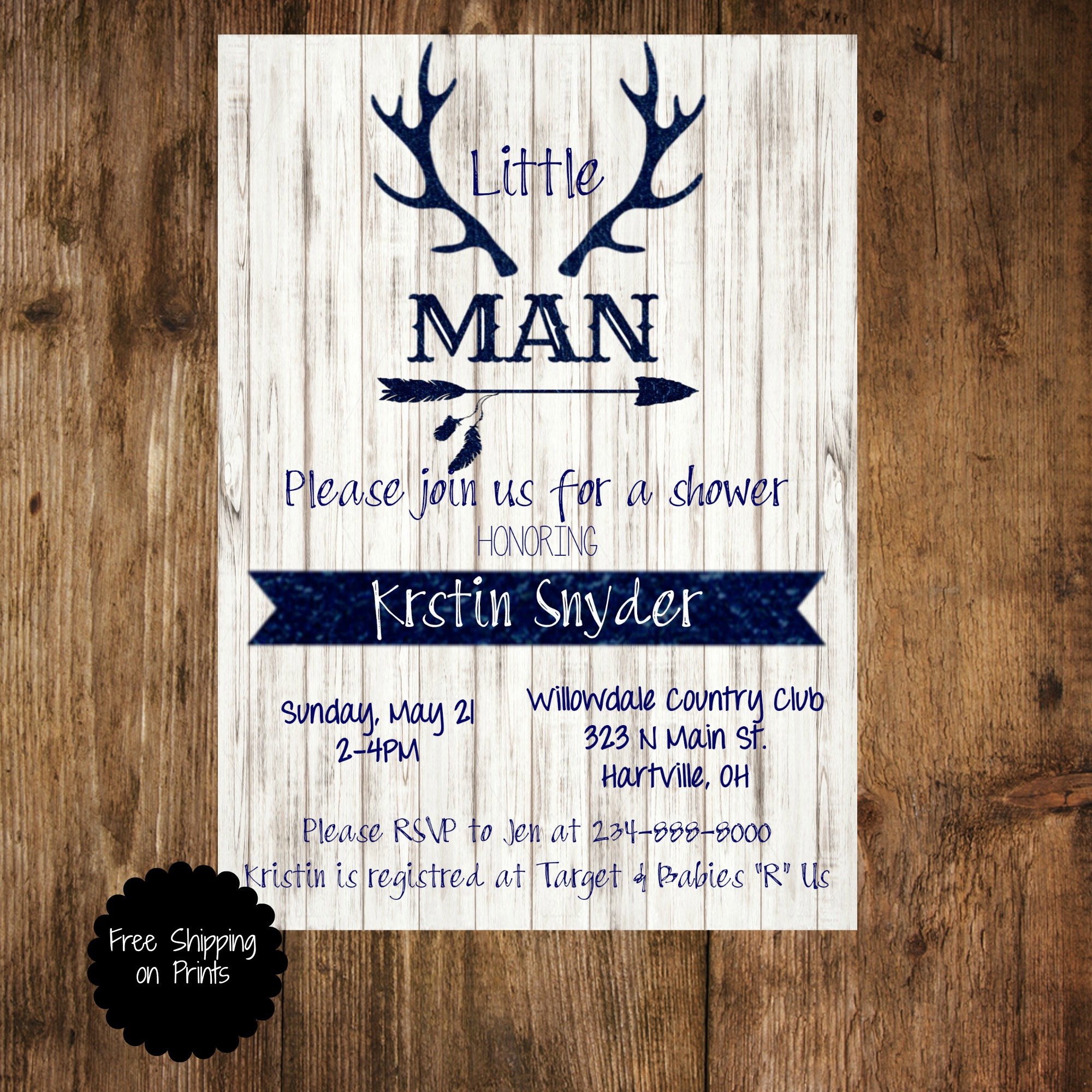 Rustic Baby Boy Shower Invitation Baby Boy Shower Invitation Etsy
