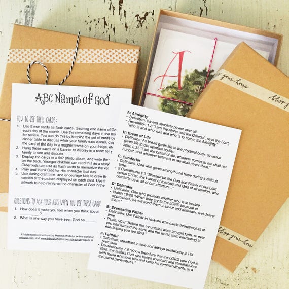 Pick Up Local In Frisco Abc Names Of God Alphabet Cards 5x7 Etsy