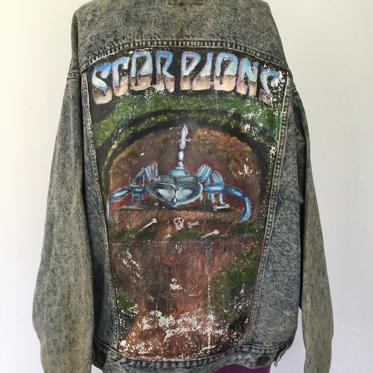 Vintage Levis painted denim SCORPIONS jacket acid wash denim | Etsy