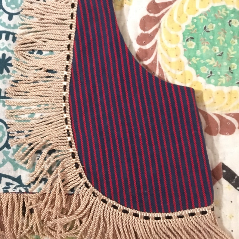 Reversible Handmade Childs Vest all Vintage Fabrics and Fringe size 2-4