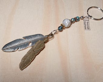 Feather Keychain | Dangling Feathers | Hanging Beads | Car Decor