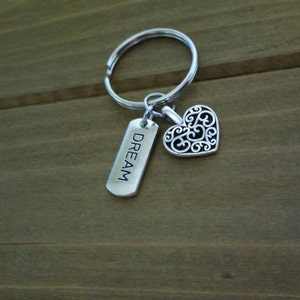 Dream Keychain: Antique Silver Heart Charm