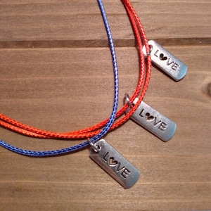 Love Charm Necklace: Silver Alloy Tag, Adjustable Cord