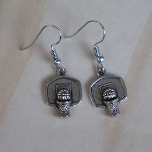 Basketball Hoop Earrings with Mini Basketball Accent / Dangling Earrings