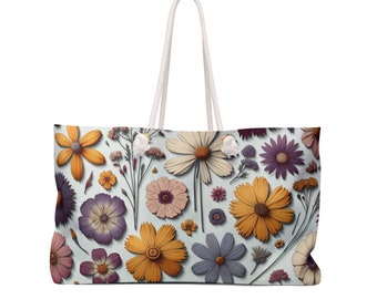 Floral Weekender Bag | Two Handled Large Bag | Travel Bag | Beach Bag | Large Bag with Lining