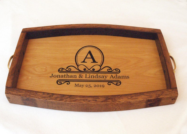 Personalized Wine Barrel Serving Tray Wedding Gift Etsy