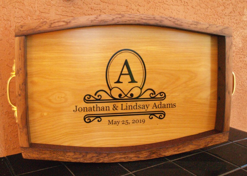 Personalized Wine Barrel Serving Tray Wedding Gift Etsy