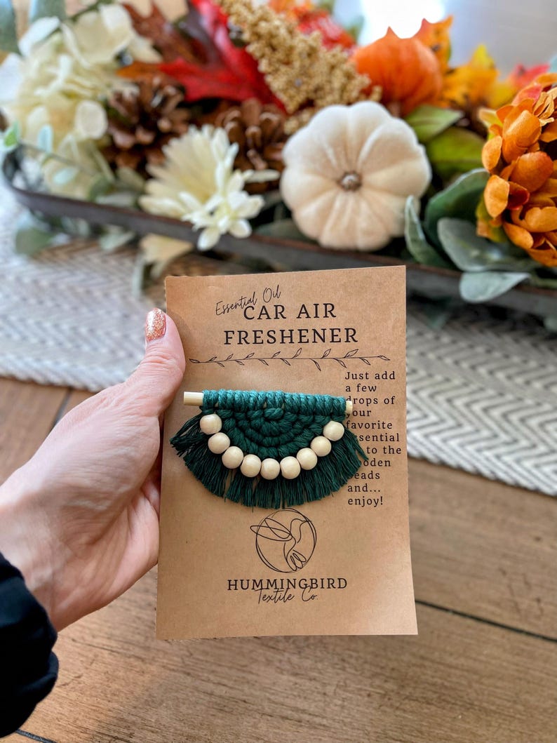 Macrame Car Vent Essential Oil Diffuser | Handmade Air Freshener With ...