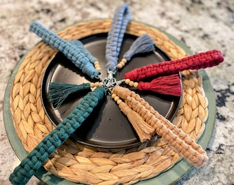 Tassled Macrame Wristlet Keychain | Boho Chic Handmade Accessories