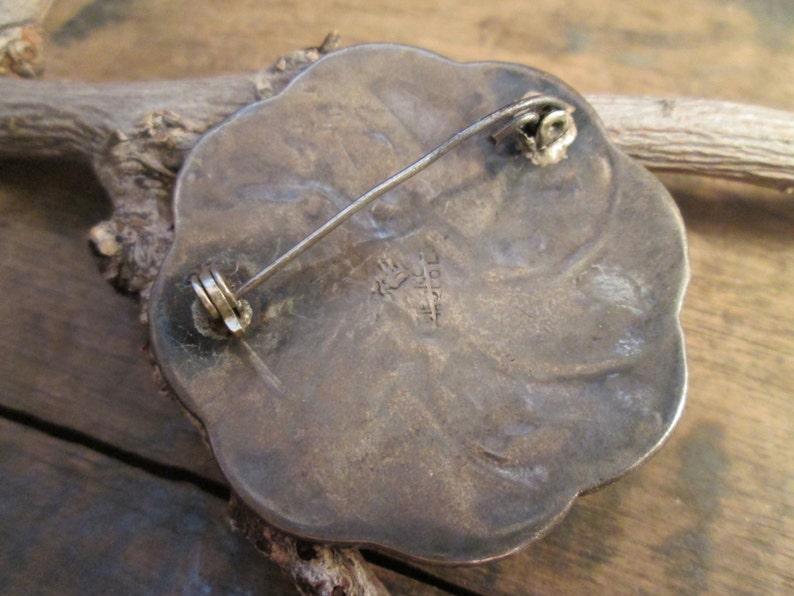 Vintage Sterling Abalone Circle Mexico Taxco Brooch