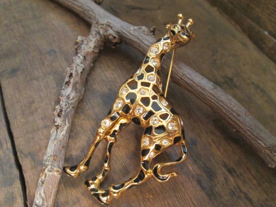 Vintage Swarovski Signed Swan Logo Giraffe Brooch - Retired (B-207