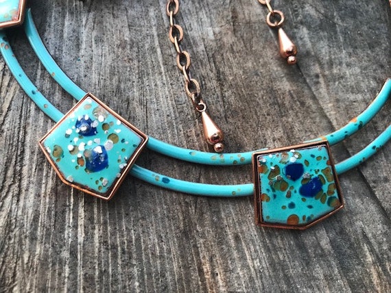 Rare Vintage 1950s Matisse Copper in Teal-Blue Sp… - image 5