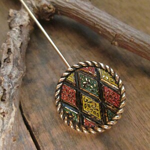 Vintage Sarah Coventry Gold-Tone Multi-Colored Stick Pin H-3 image 5