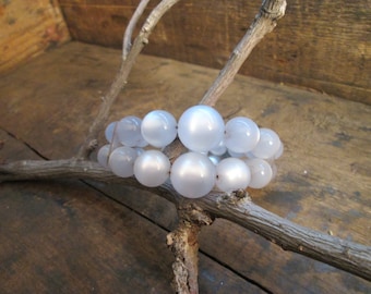 Vintage Light Blue Lucite Double Beaded Cuff Style Bracelet  (C-39)