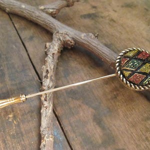 Vintage Sarah Coventry Gold-Tone Multi-Colored Stick Pin H-3 image 2