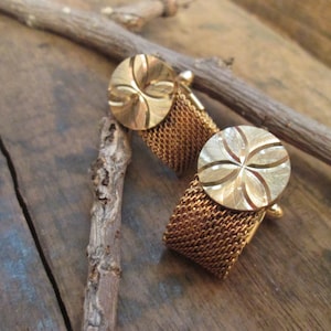 Vintage Gold-Tone Anson Modernist Mesh Cufflinks  (F-32)