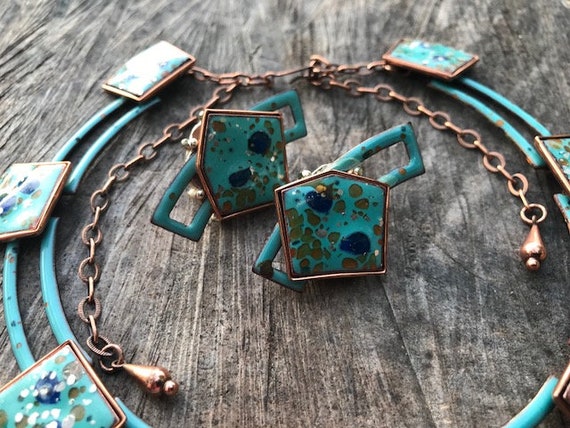 Rare Vintage 1950s Matisse Copper in Teal-Blue Sp… - image 7