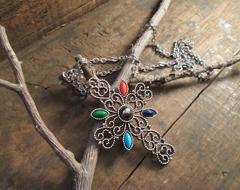 Vintage Avon Romanesque Cross Necklace  (D-113)